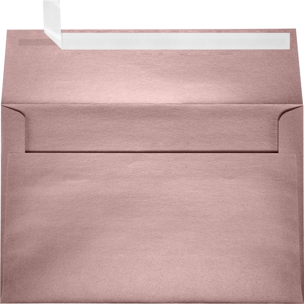 Misty Rose Pink Metallic 84lb A9 Invitation Envelopes (5 3/4 x 8 3/4) with Peel & Seal