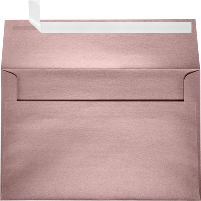 Misty Rose Pink Metallic 84lb A9 Invitation Envelopes (5 3/4 x 8 3/4) with Peel & Seal