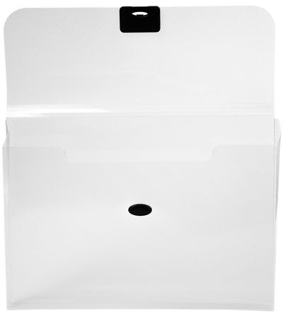 Clear 9 1/2 x 13 1/4 x 1 1/8 Plastic Portfolios with Center Buckle