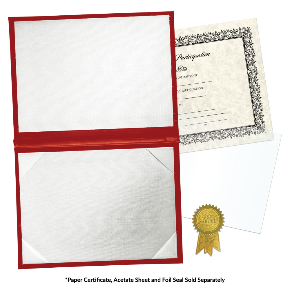 8 1/2 x 10 1/2 Landscape Padded Diploma Covers (Holds 8 x 10 Document) - Red