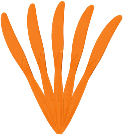 Orange Plastic Knives - 100 Pack