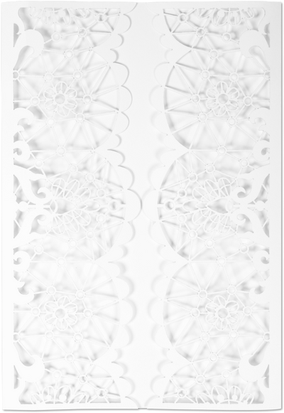 White Scalloped Lace Laser Cut Gatefold Invitations (5 x 7 1/4)