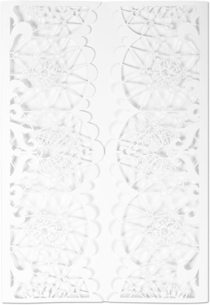 White Scalloped Lace Laser Cut Gatefold Invitations (5 x 7 1/4)