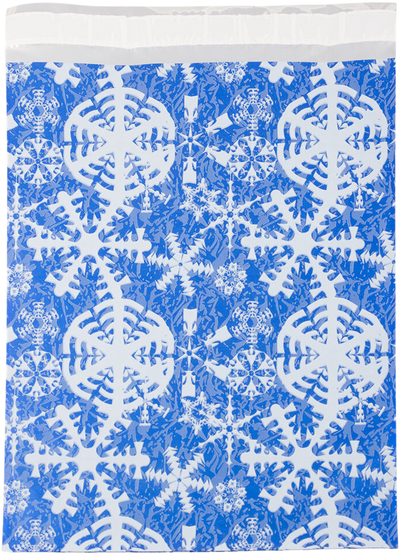 Blue Snowflake Foil 32lb 9 x 12 Open End Envelopes with Peel & Seal