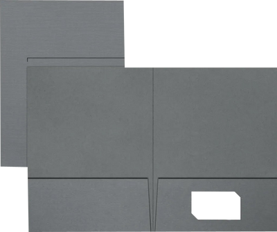 Sterling Gray Linen 9 x 12 Folders with Front Cover Lower Right Card Slits