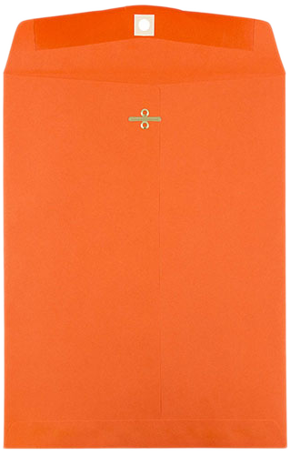 Mandarin Orange 24lb 9 x 12 Open End Envelopes with Clasp