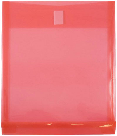 Red Letter Open End with 1" Expansion Plastic Envelopes (9 3/4 x 11 3/4) with Hook and Loop Closure