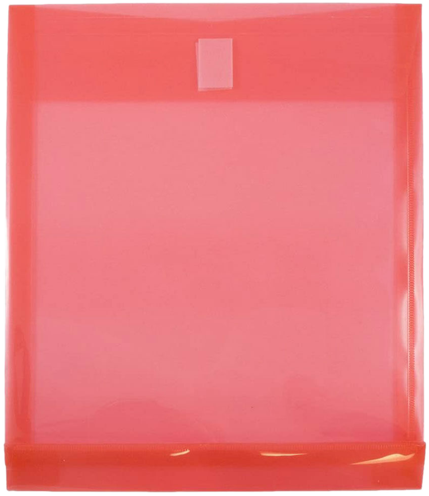 Red Letter Open End with 1" Expansion Plastic Envelopes (9 3/4 x 11 3/4) with Hook and Loop Closure