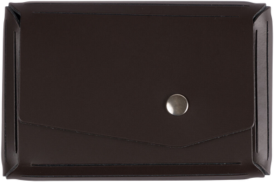 Dark Brown Leather Business Card Case with Angular Flap - 20 Card Capacity