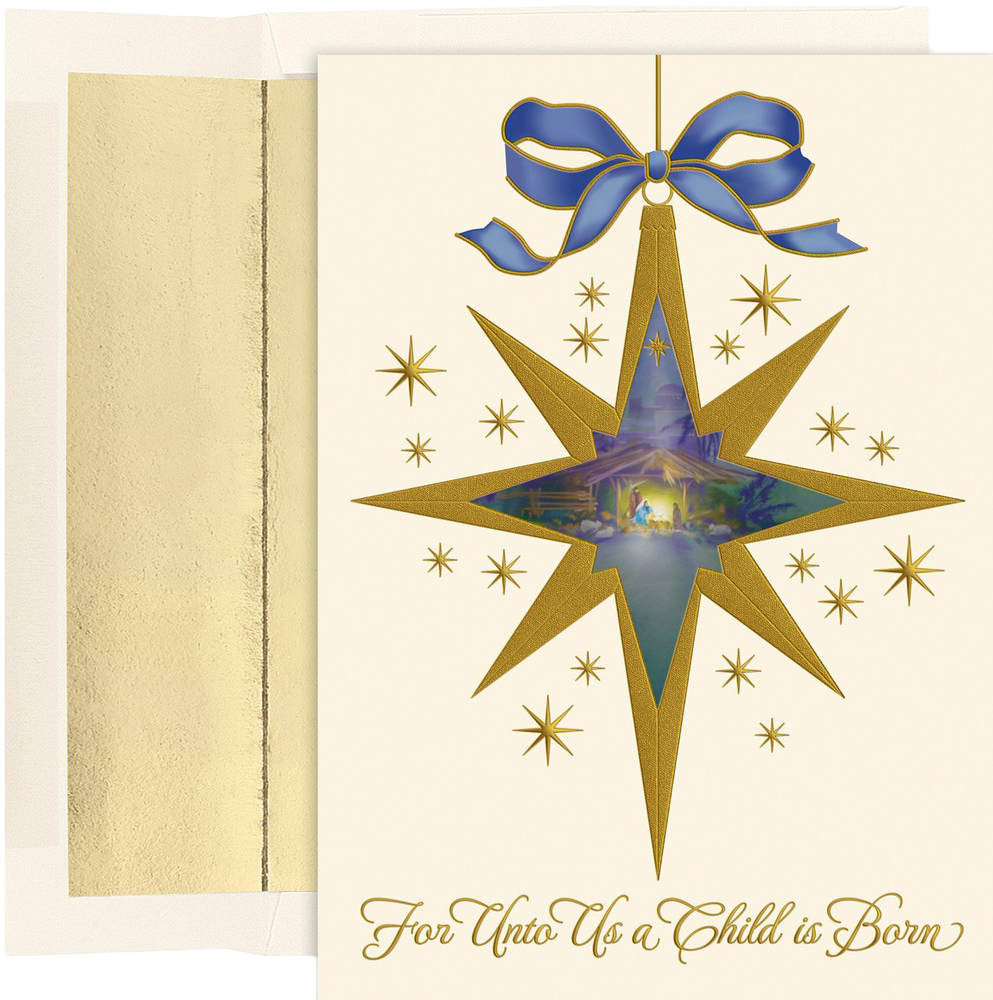 Nativity Star Christmas Cards - 15 Pack
