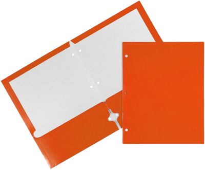 Glossy Orange 9 x 12 3 Hole Punch Folders