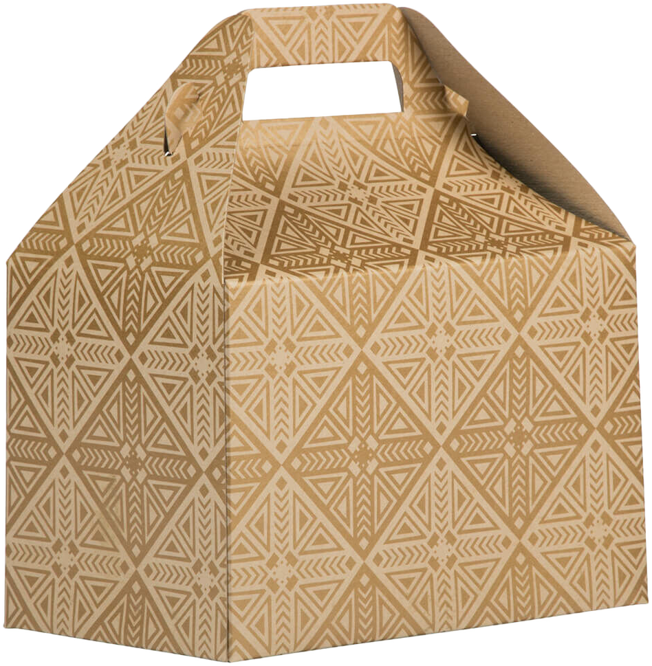 Gold with Kraft Medium Gable Gift Boxes (4 x 8 x 5 1/4)