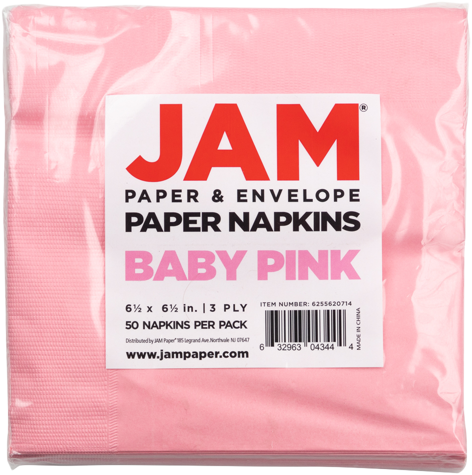Baby Pink 6 1/2 x 6 1/2 3-Ply Lunch Napkins