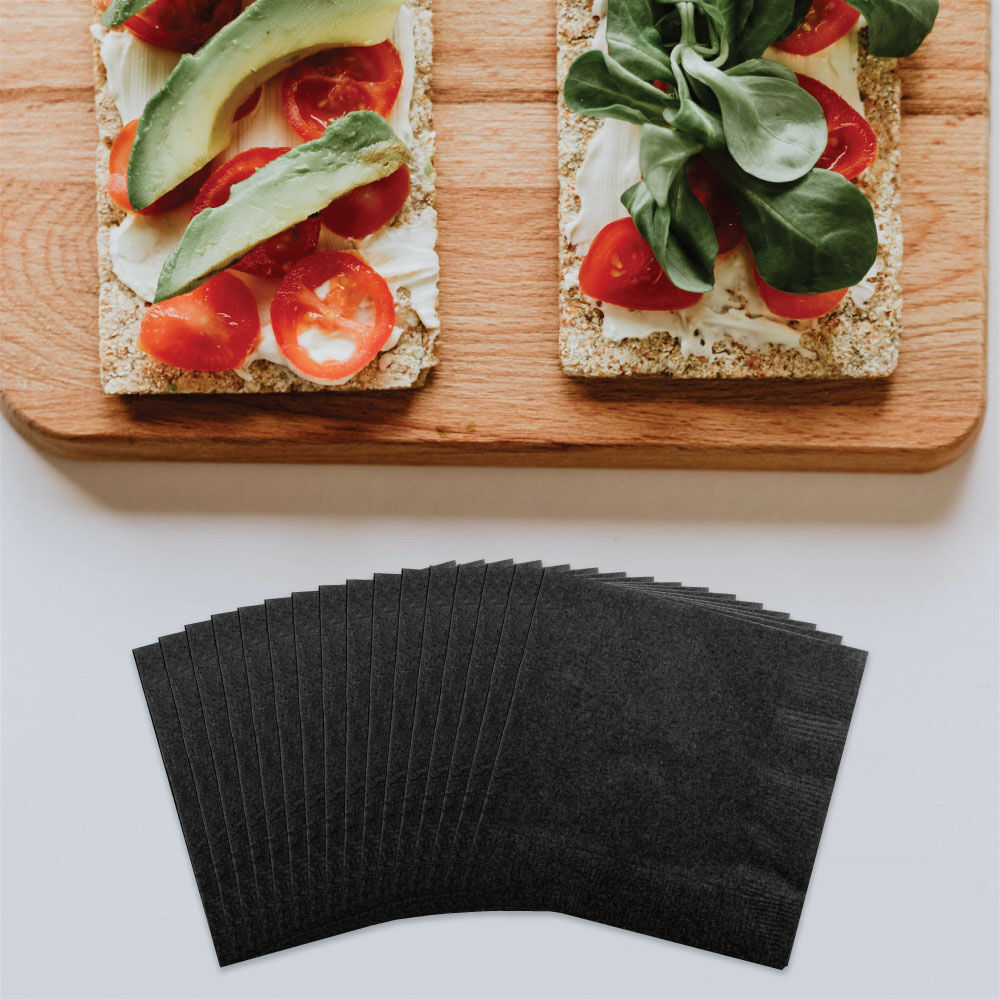 Black 6 1/2 x 6 1/2 3-Ply Lunch Napkins