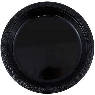 Black Small Plastic Plates (7 Inch) - 20 Pack