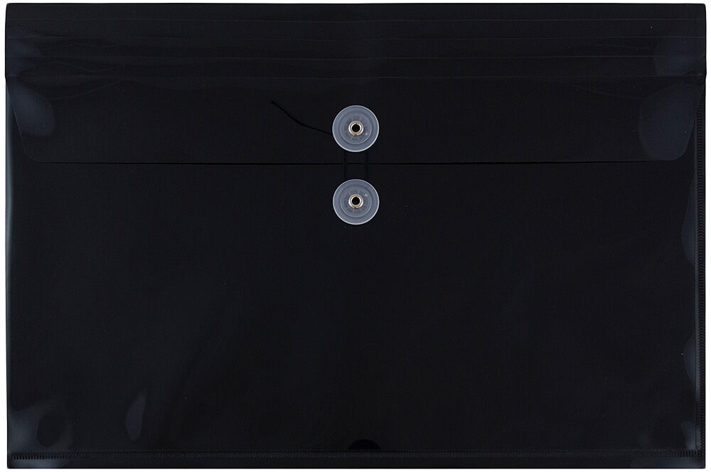 Black Legal Open End Plastic Envelopes (9 3/4 x 14 1/2) with Button & String