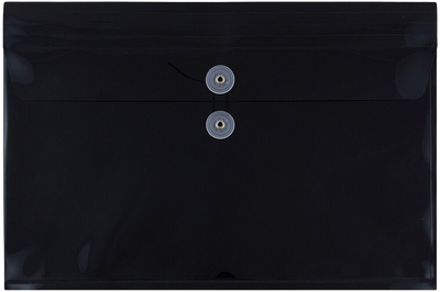 Black Legal Open End Plastic Envelopes (9 3/4 x 14 1/2) with Button & String