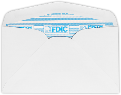 White with FDIC Security Tint 24lb #6 3/4 Regular Envelopes (3 5/8 x 6 1/2)