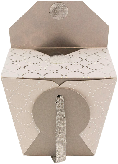 White with Silver Small Paper Chinese Takeout Containers (2 3/4 x 2 x 2 1/2) - 3 Pack