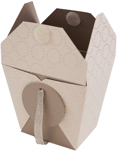 White with Silver Small Paper Chinese Takeout Containers (2 3/4 x 2 x 2 1/2) - 3 Pack