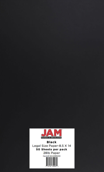 Smooth Midnight Black 28lb 8 1/2 x 14 Paper
