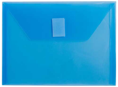Blue 5 1/2 x 7 1/2 Index Booklet Plastic Envelopes with Hook and Loop Closure