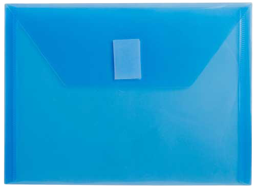 Blue 5 1/2 x 7 1/2 Index Booklet Plastic Envelopes with Hook and Loop Closure