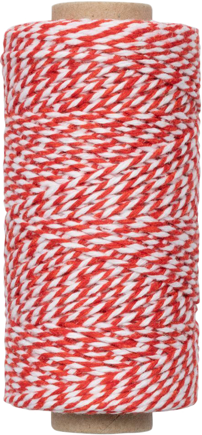 Red and White 100 Yards Bakers Twine Ribbon