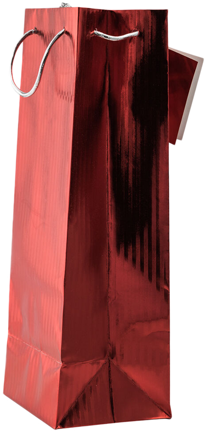 Red Foil Vertical Stripe Wine Bottle Gift Bags (5 x 3 1/2 x 13)