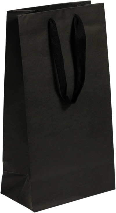 Indo Black Double Wine Bottle Gift Bags (8 1/4 x 4 1/2 x 15) - 2 Bottle Capacity