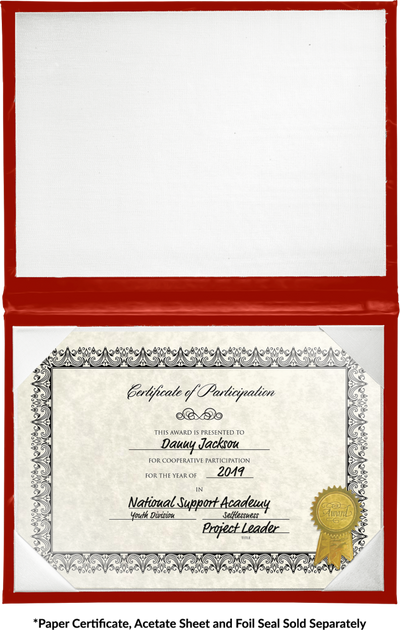 11 1/2 x 14 1/2 Landscape Padded Diploma Covers (Holds 11 x 14 Document) - Red