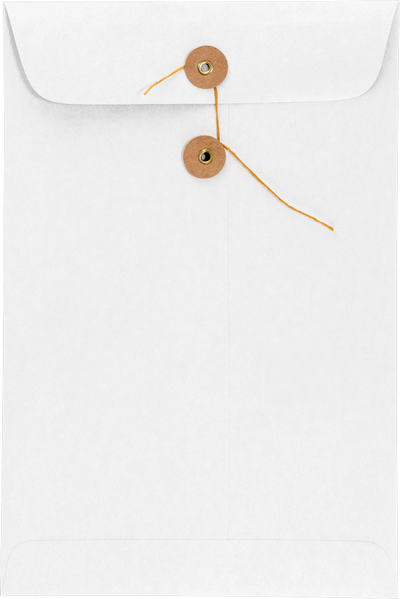 White 28lb 6 x 9 Open End Envelopes with Button & String