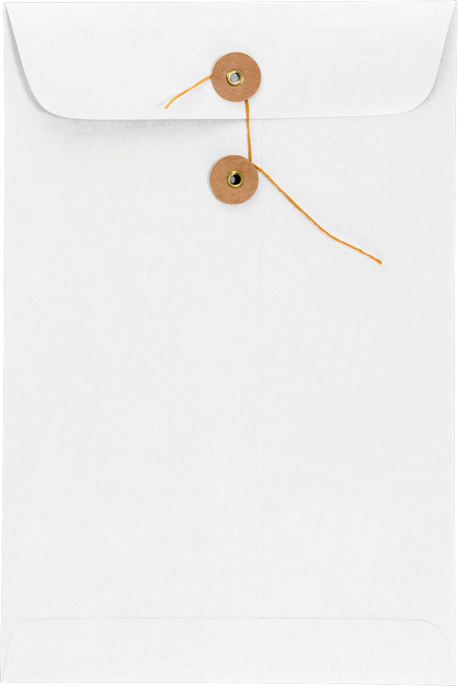 White 28lb 6 x 9 Open End Envelopes with Button & String