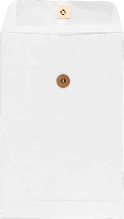 White 28lb 6 x 9 Open End Envelopes with Button & String