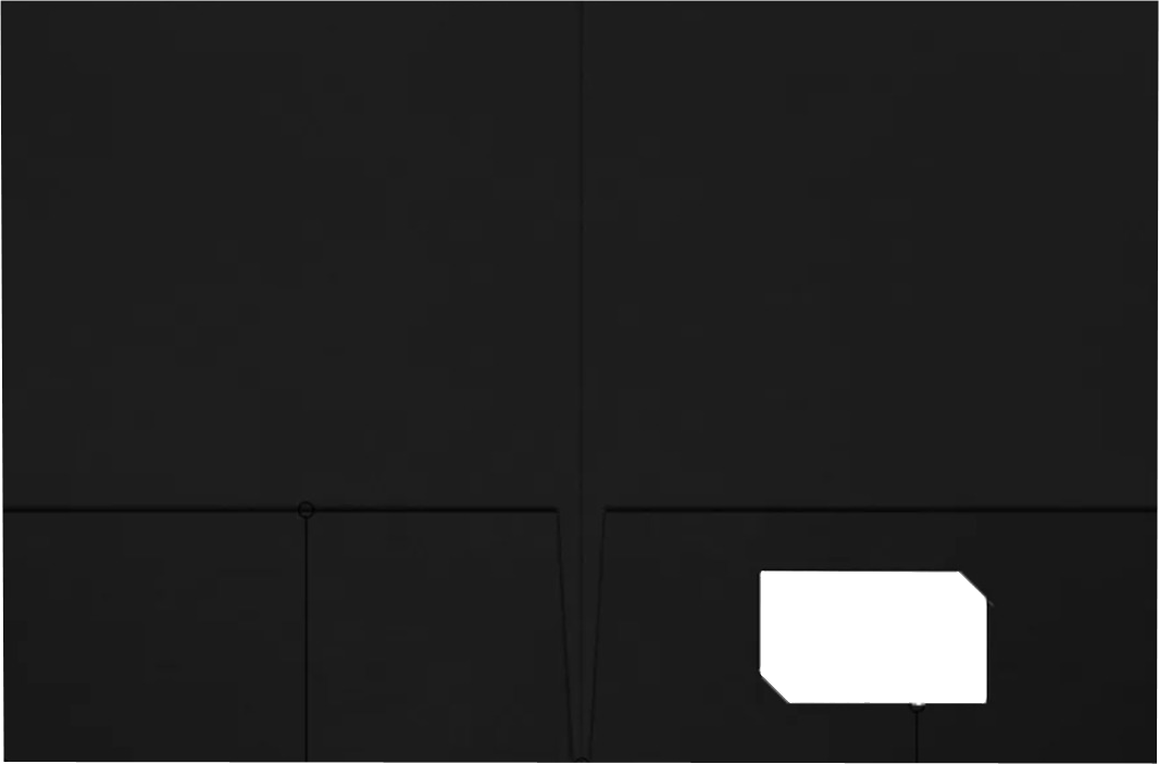 Black Linen 9 x 12 Folders with Front Cover Lower Right Card Slits