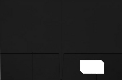 Black Linen 9 x 12 Folders with Front Cover Lower Right Card Slits