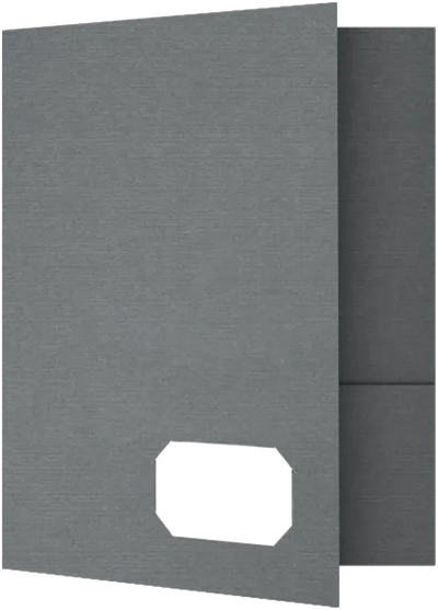 Sterling Gray Linen 9 x 12 Folders with Front Cover Lower Right Card Slits
