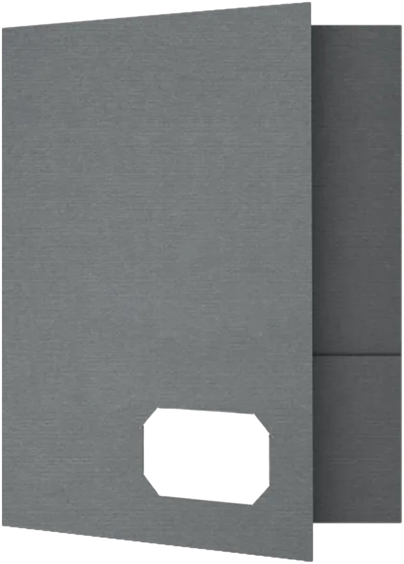 Sterling Gray Linen 9 x 12 Folders with Front Cover Lower Right Card Slits
