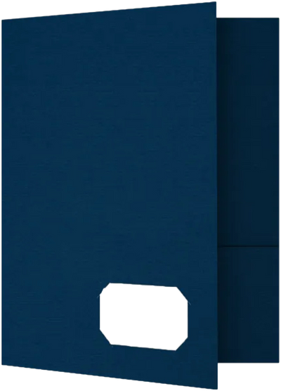 Nautical Navy Blue Linen 9 x 12 Folders with Front Cover Lower Right Card Slits