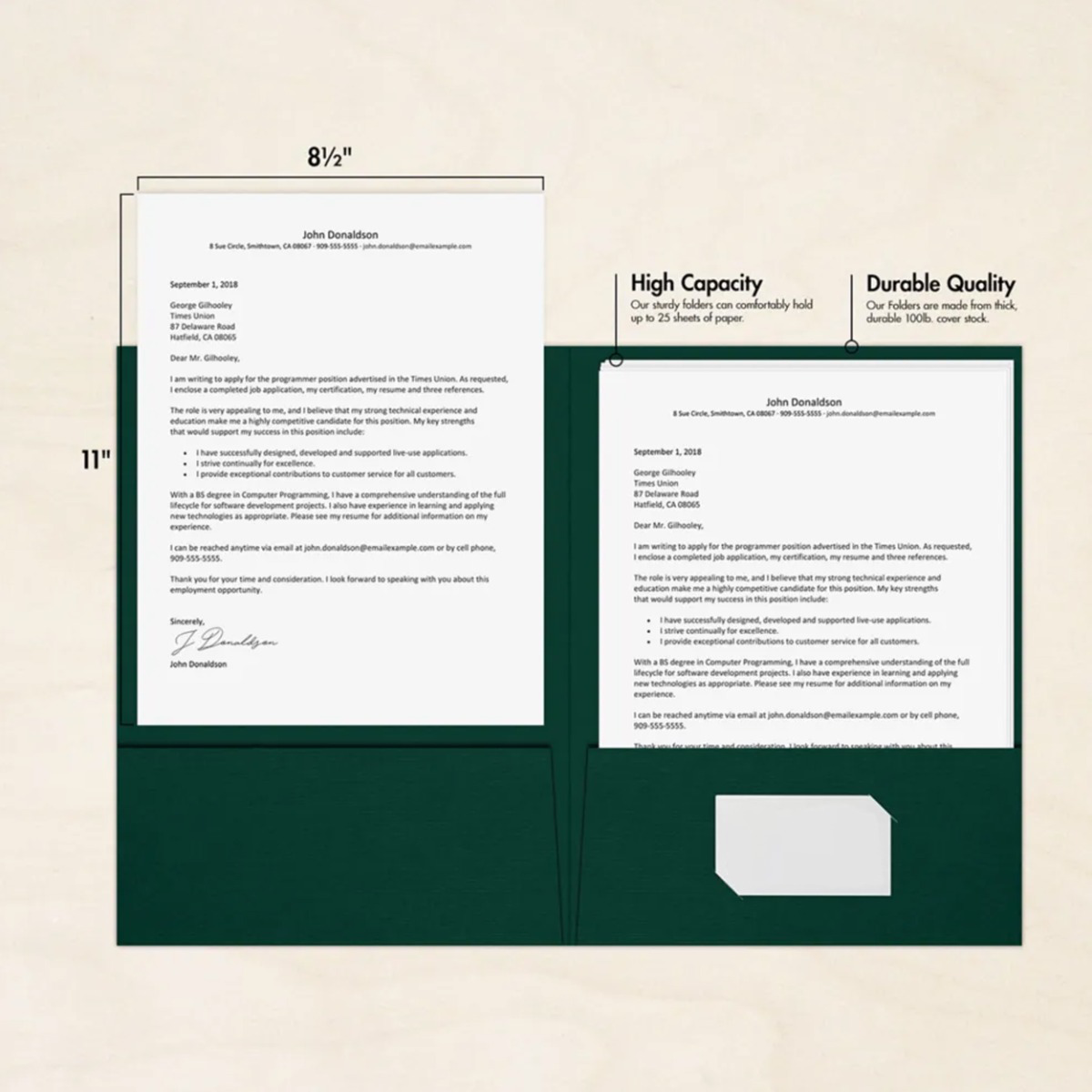 Dark Green Linen 9 x 12 Folders