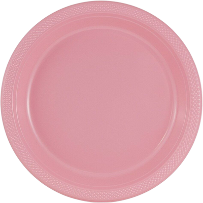Light Pink Large Plastic Plates (10 1/4 Inch) - 20 Pack