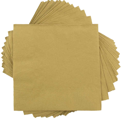 Gold 3-Ply 5 x 5 Beverage Napkins