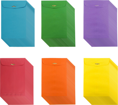 Assorted 6 x 9 Open End Envelopes with Clasp - 150 Pack
