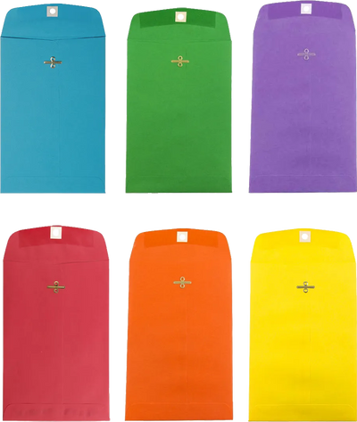 Assorted 6 x 9 Open End Envelopes with Clasp - 150 Pack