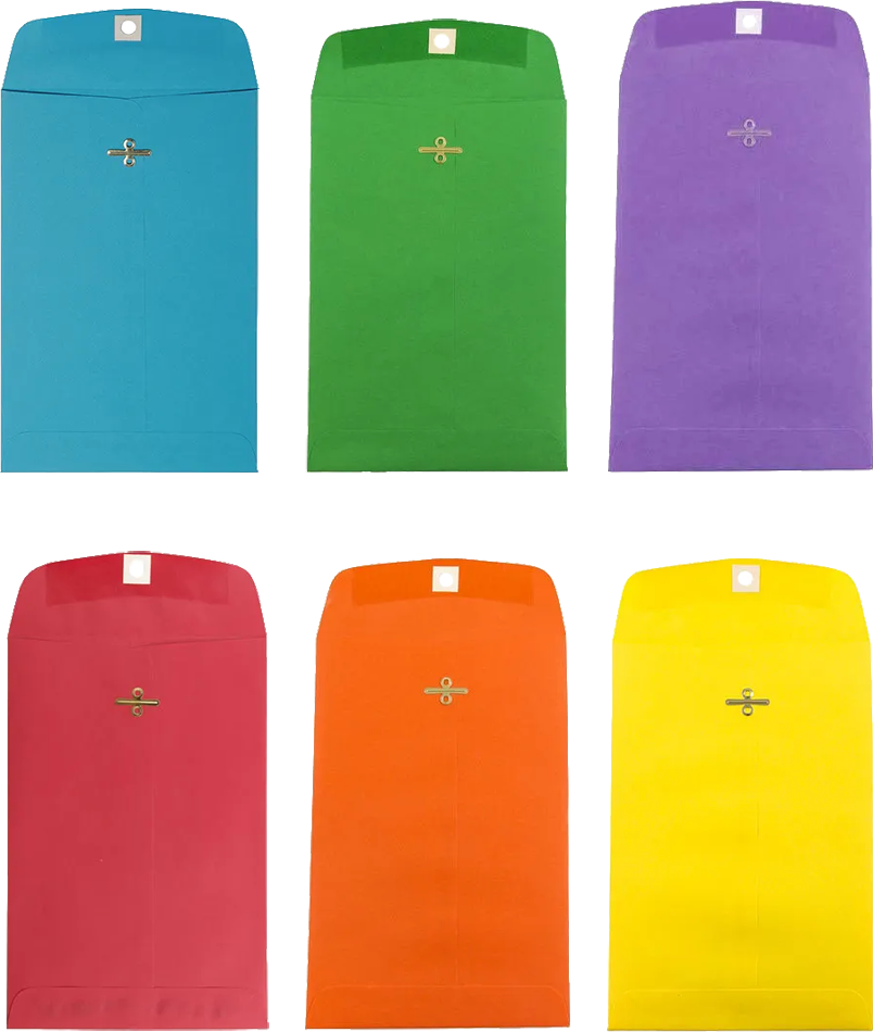 Assorted 6 x 9 Open End Envelopes with Clasp - 150 Pack