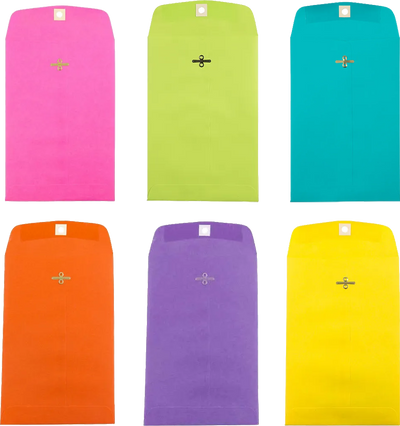 Fashion Assorted 6 x 9 Open End Envelopes with Clasp - 150 Pack