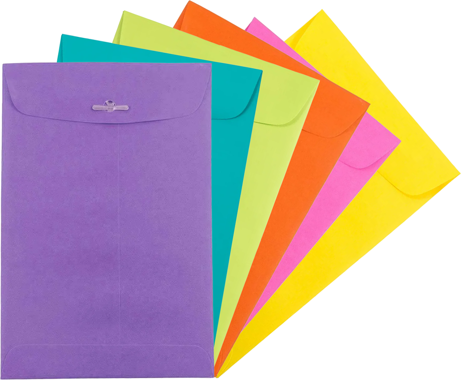 Fashion Assorted 6 x 9 Open End Envelopes with Clasp - 150 Pack