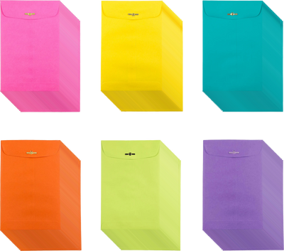 Fashion Assorted 6 x 9 Open End Envelopes with Clasp - 150 Pack