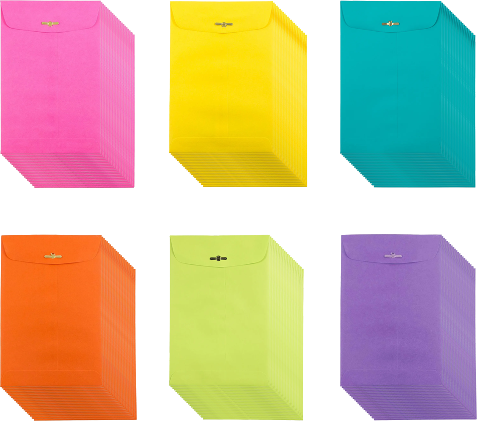 Fashion Assorted 6 x 9 Open End Envelopes with Clasp - 150 Pack