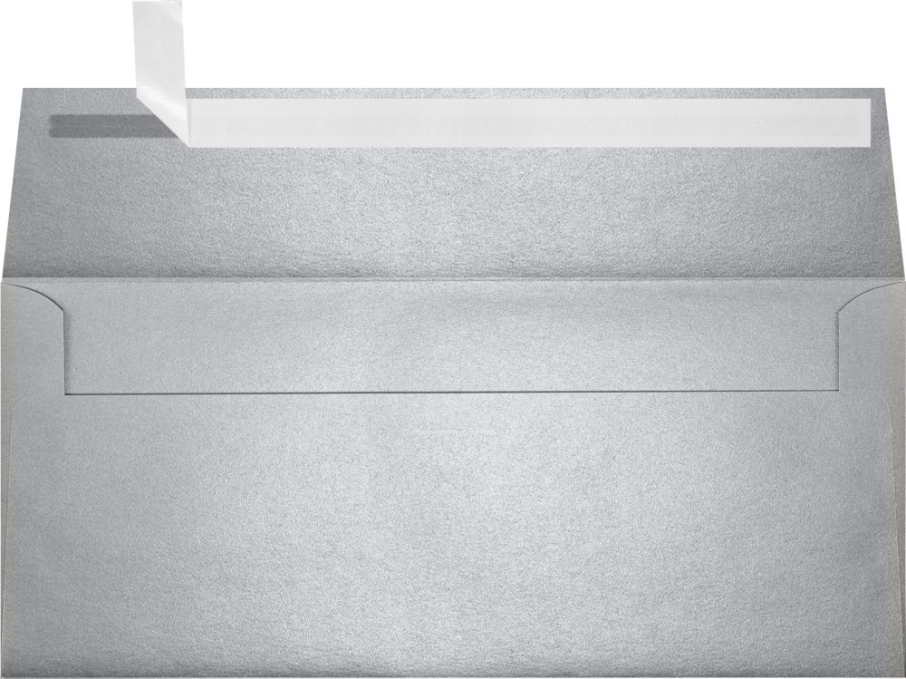 Silver Metallic 32lb #9 Slimline Square Flap Envelopes (3 7/8 x 8 7/8) with Peel & Seal